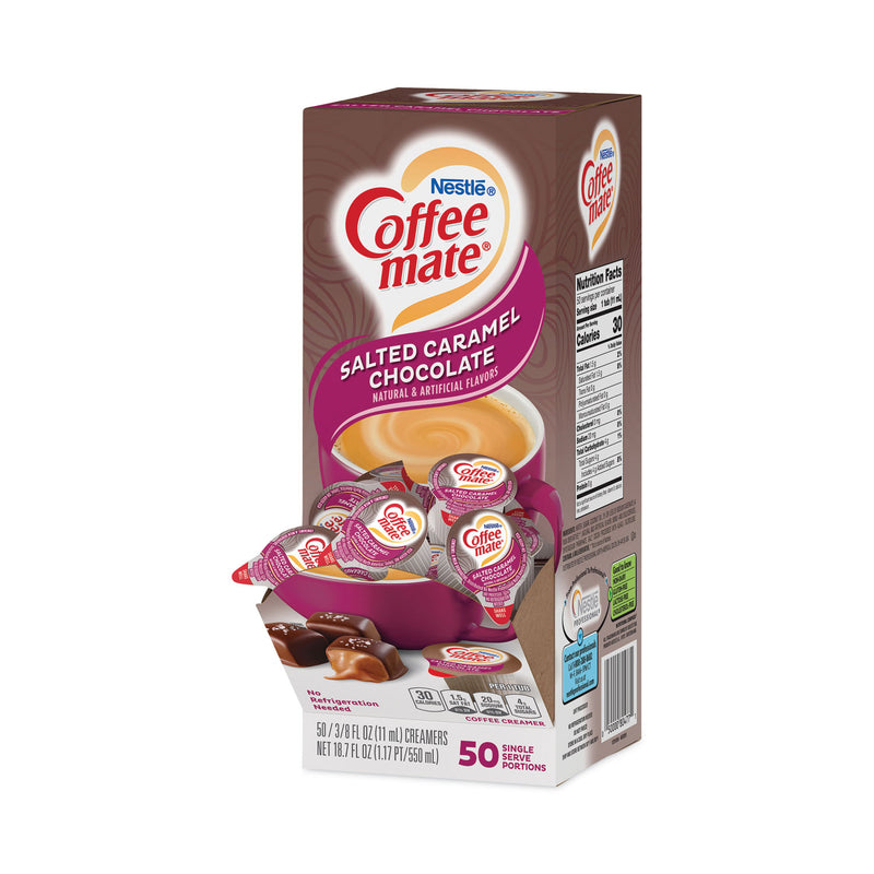 Coffee mate Liquid Coffee Creamer, Salted Caramel Chocolate, 0.38 oz Mini Cups, 50/Box, 4 Boxes/Carton, 200 Total/Carton