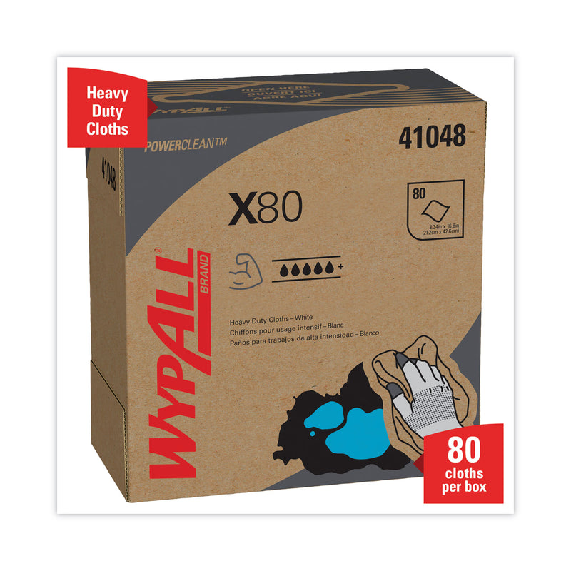 WypAll X80 Cloths, HYDROKNIT, POP-UP Box, 8.34 x 16.8, White, 80/Box, 5 Boxes/Carton