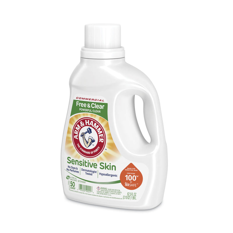Arm & Hammer HE Compatible Liquid Detergent, Unscented, 67.5 oz Bottle, 6/Carton