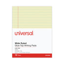 Universal Glue Top Pads, Wide/Legal Rule, 50 Canary-Yellow 8.5 x 11 Sheets, Dozen