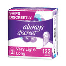 Always Discreet Incontinence Liners, Very Light Absorbency, Long, 44/Pack, 3 Packs/Carton
