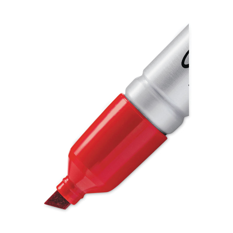 Sharpie King Size Permanent Marker, Broad Chisel Tip, Red, Dozen