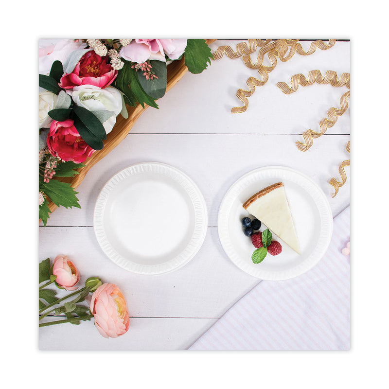 Dart Concorde Non-Laminated Foam Plate, 6" dia, White,125/Pack, 8 Packs/Carton