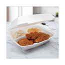 Dart Insulated Foam Hinged Lid Containers, 3-Compartment. 7.9 x 8.4 x 3.3, White, 200/Carton