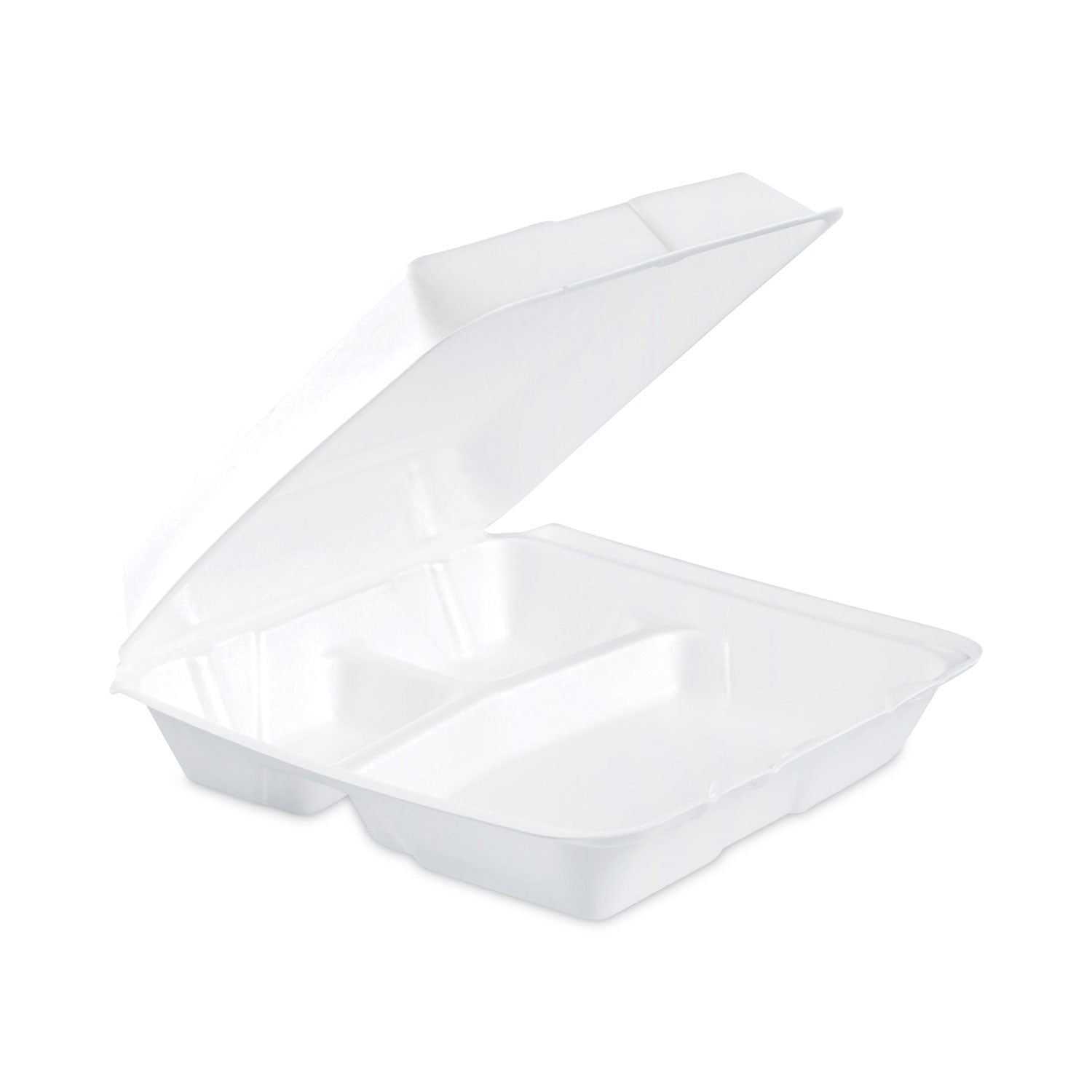 Insulated Foam Hinged Lid Containers, 3-Compartment, 9.3 x 9.5 x 3 ...