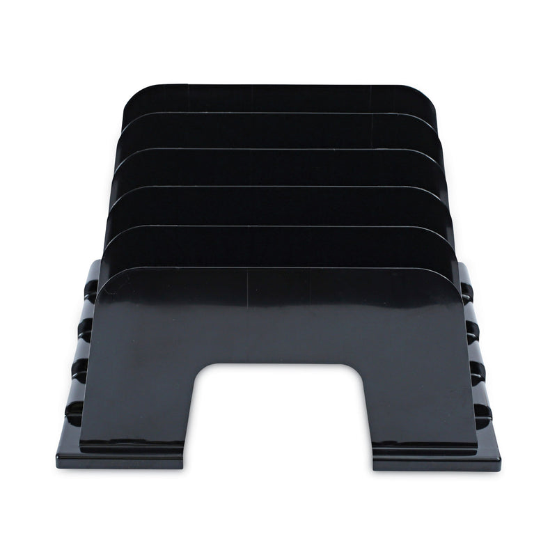 Universal Recycled Plastic Incline Sorter, 5 Sections, Letter Size Files, 13.25" x 9" x 9", Black