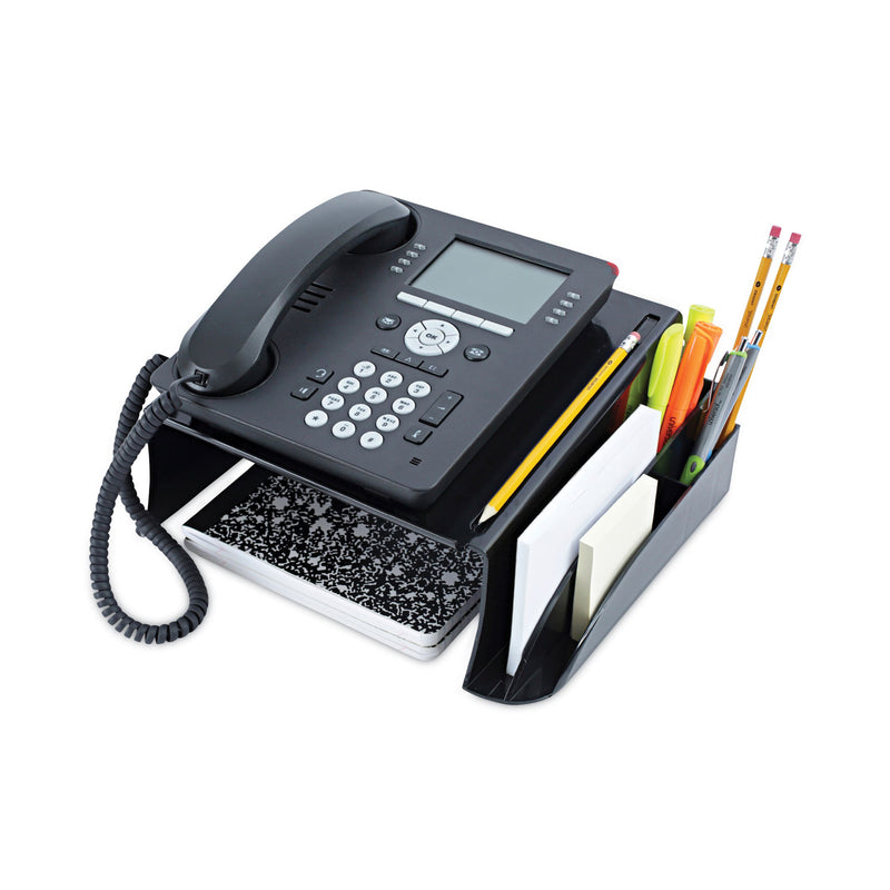 Universal Recycled Telephone Stand and Message Center, 12.25 x 10.5 x 5.25, Black