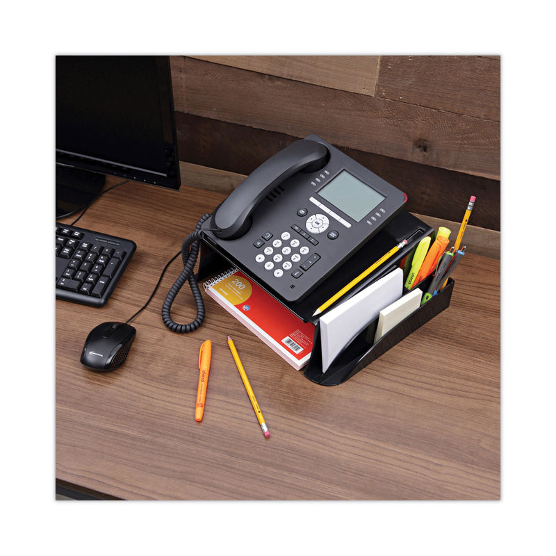 Universal Recycled Telephone Stand and Message Center, 12.25 x 10.5 x 5.25, Black