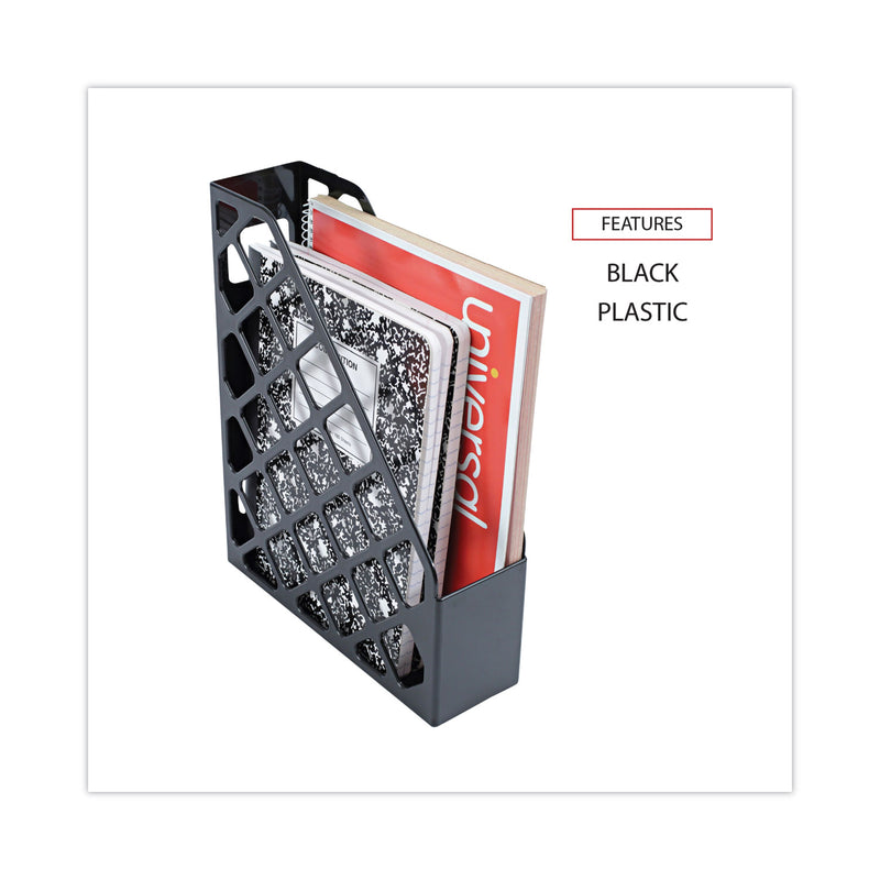 Universal Recycled Plastic Magazine File, 3 x 10 x 11.88, Black
