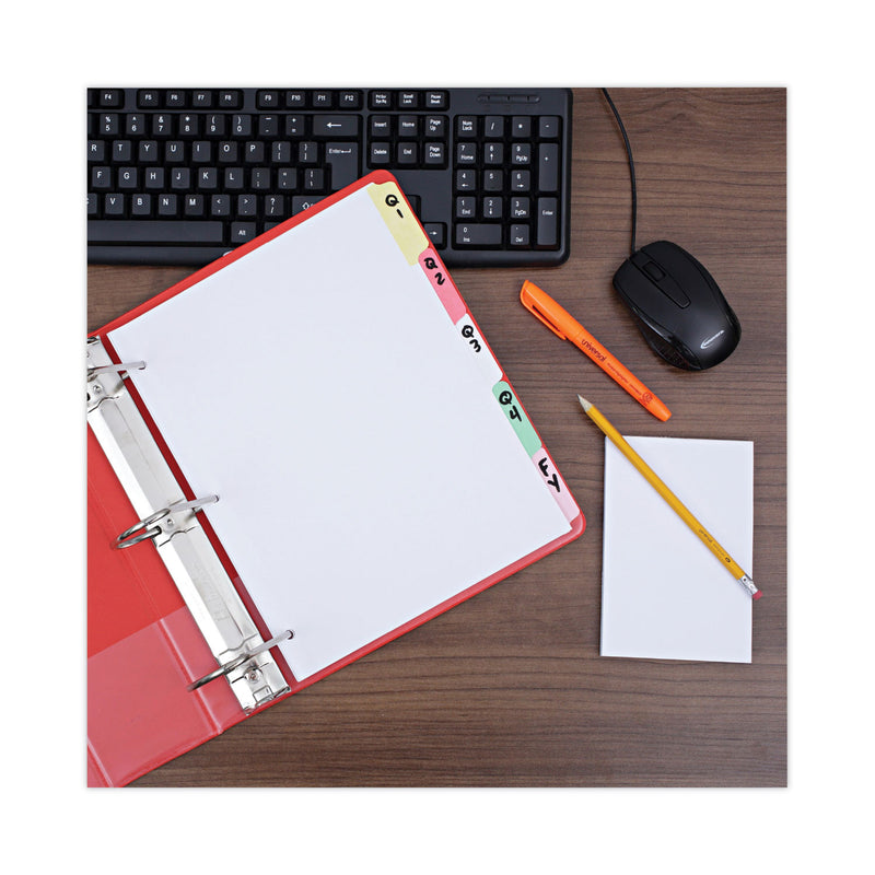 Universal Deluxe Write-On/Erasable Tab Index, 5-Tab, 11 x 8.5, White, Assorted Tabs, 1 Set