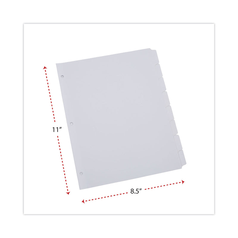 Universal Deluxe Write-On/Erasable Tab Index, 8-Tab, 11 x 8.5, White, White Tabs, 1 Set