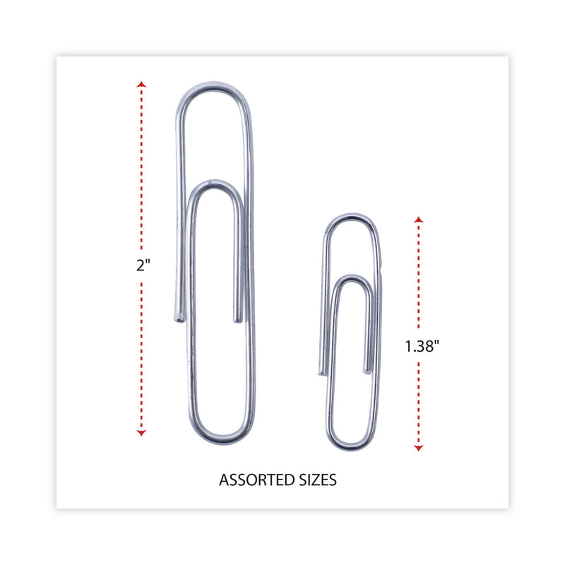 Universal Plastic-Coated Paper Clips with One-Compartment Storage Tub, (750)