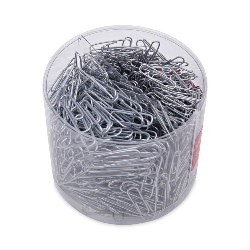Universal Plastic-Coated Paper Clips with One-Compartment Storage Tub, (750)