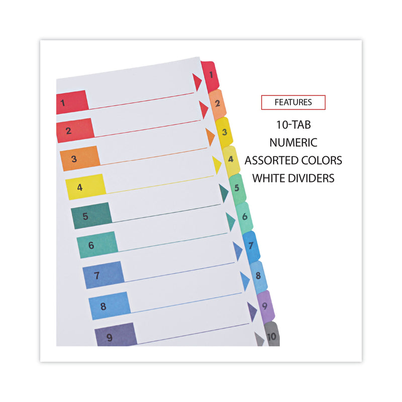 Universal Deluxe Table of Contents Dividers for Printers, 10-Tab, 1 to 10; Table Of Contents, 11 x 8.5, White, 6 Sets