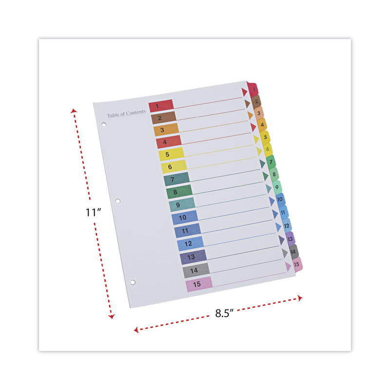Universal Deluxe Table of Contents Dividers for Printers, 15-Tab, 1 to 15; Table Of Contents, 11 x 8.5, White, 6 Sets