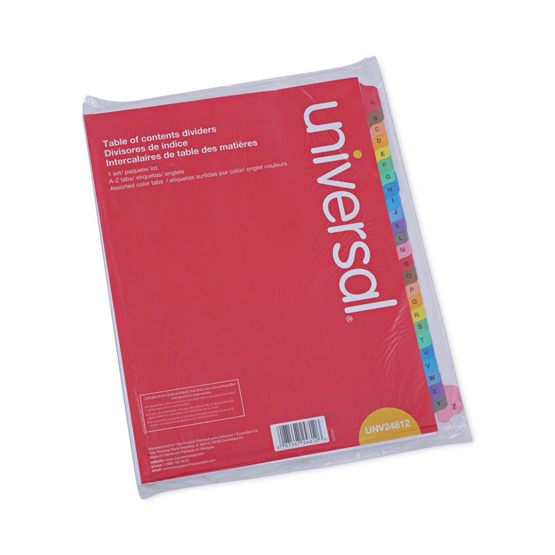 Universal Deluxe Table of Contents Dividers for Printers, 26-Tab, A to Z, 11 x 8.5, White, 1 Set