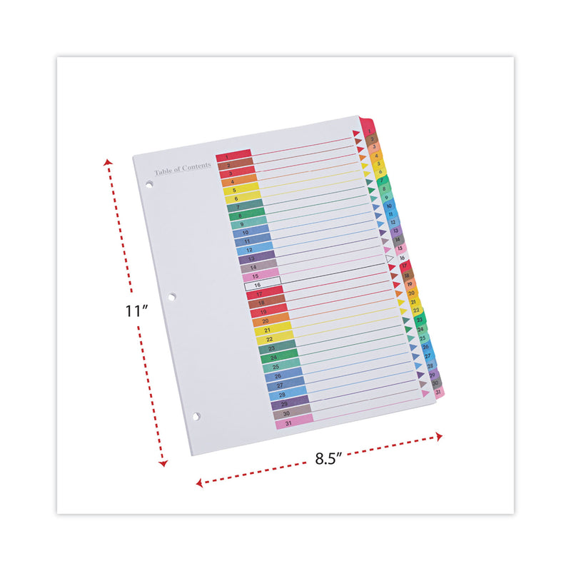 Universal Deluxe Table of Contents Dividers for Printers, 31-Tab, 1 to 31, 11 x 8.5, White, 1 Set