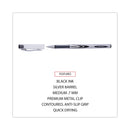 Universal Gel Pen, Stick, Medium 0.7 mm, Black Ink, Silver/Black Barrel, Dozen