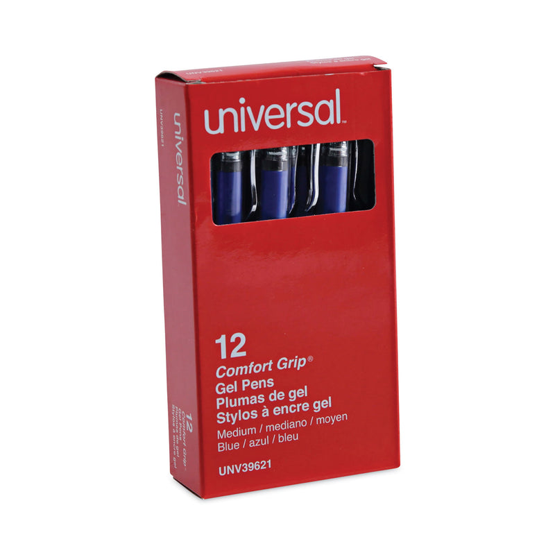 Universal Gel Pen, Stick, Medium 0.7 mm, Blue Ink, Silver/Blue Barrel, Dozen