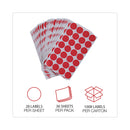 Universal Self-Adhesive Removable Color-Coding Labels, 0.75" dia, Red, 28/Sheet, 36 Sheets/Pack