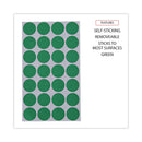 Universal Self-Adhesive Removable Color-Coding Labels, 0.75" dia, Green, 28/Sheet, 36 Sheets/Pack