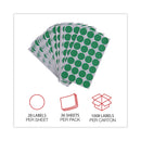 Universal Self-Adhesive Removable Color-Coding Labels, 0.75" dia, Green, 28/Sheet, 36 Sheets/Pack