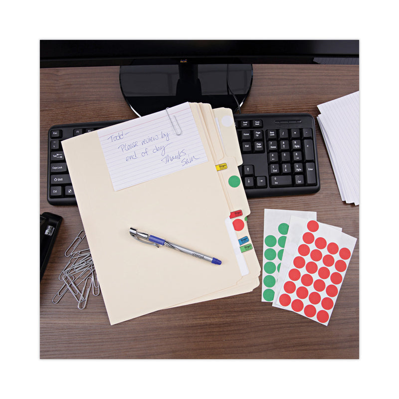 Universal Self-Adhesive Removable Color-Coding Labels, 0.75" dia, Green, 28/Sheet, 36 Sheets/Pack