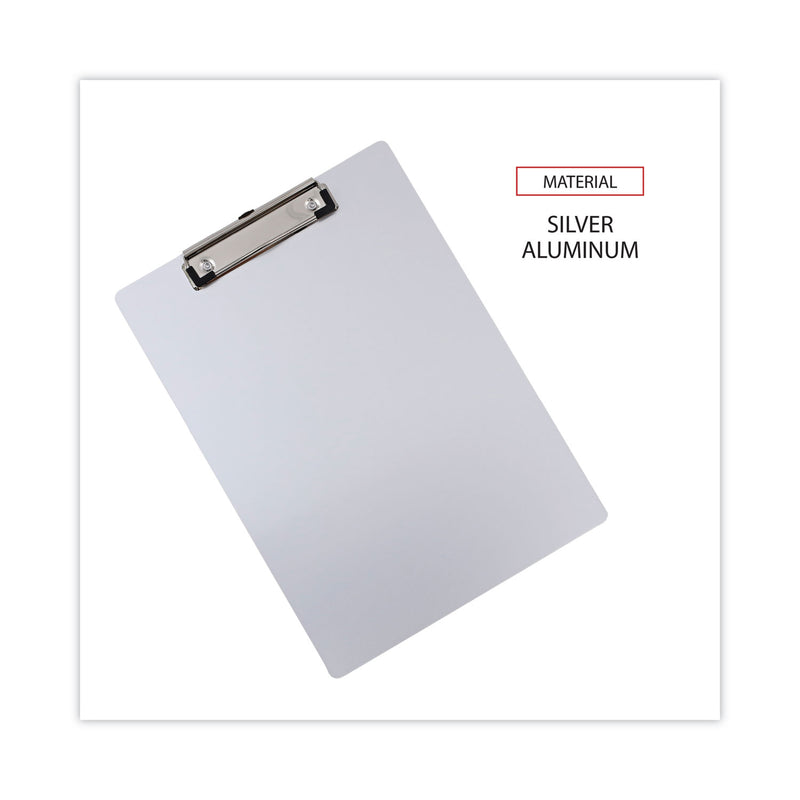 Universal Aluminum Clipboard with Low Profile Clip, 0.5" Clip Capacity, Holds 8.5 x 11 Sheets, Aluminum