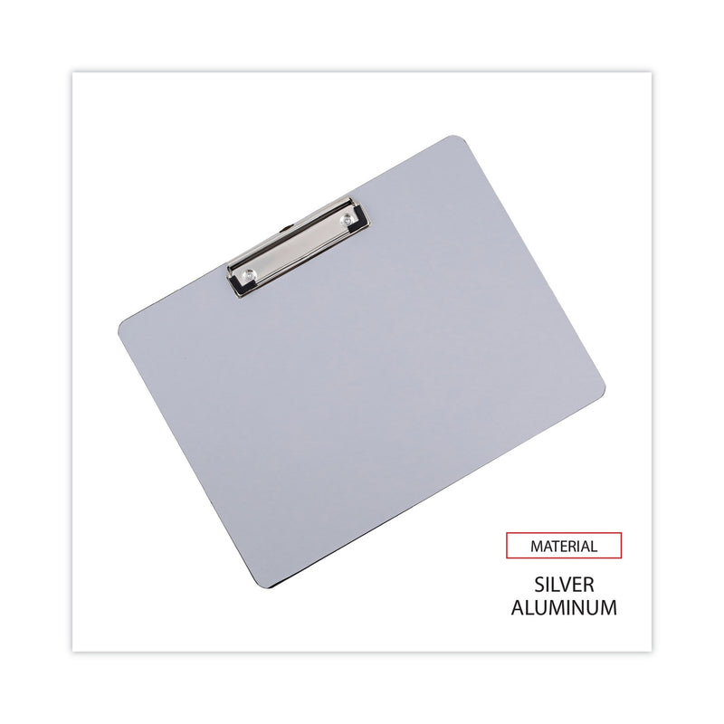 Universal Plastic Brushed Aluminum Clipboard, Landscape Orientation, 0.5" Clip Capacity, Holds 11 x 8.5 Sheets, Silver