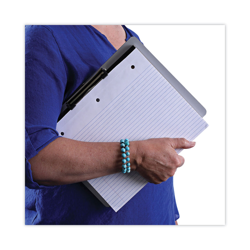 Universal Plastic Brushed Aluminum Clipboard, Landscape Orientation, 0.5" Clip Capacity, Holds 11 x 8.5 Sheets, Silver