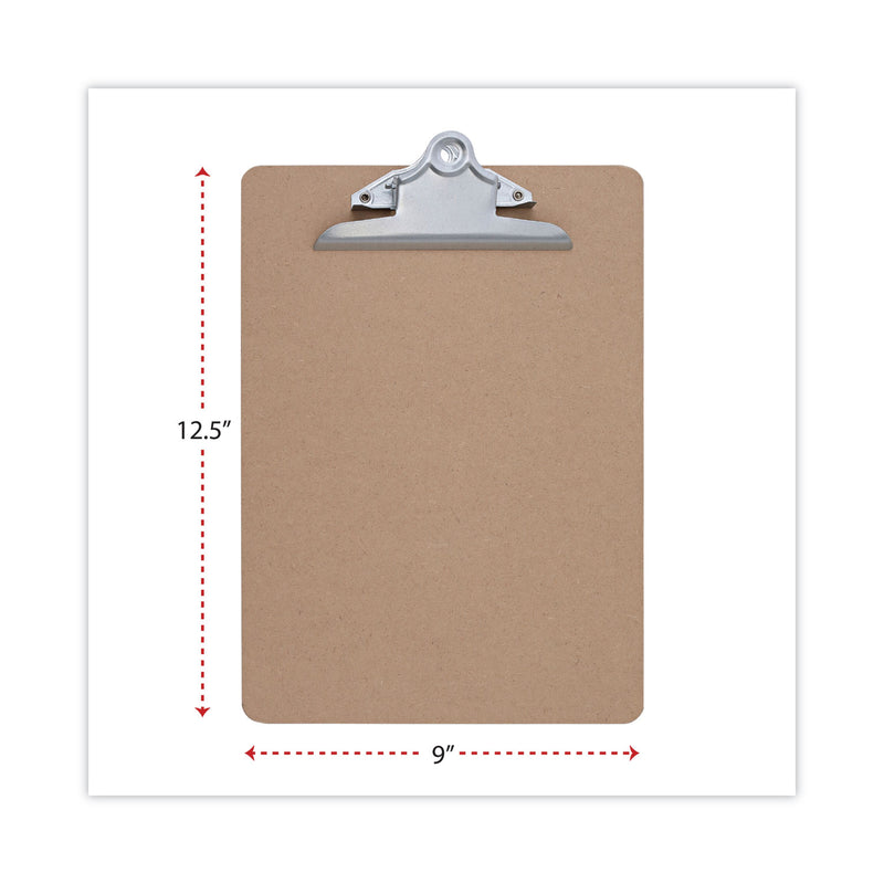 Universal Hardboard Clipboard, 1.25" Clip Capacity, Holds 8.5 x 11 Sheets, Brown