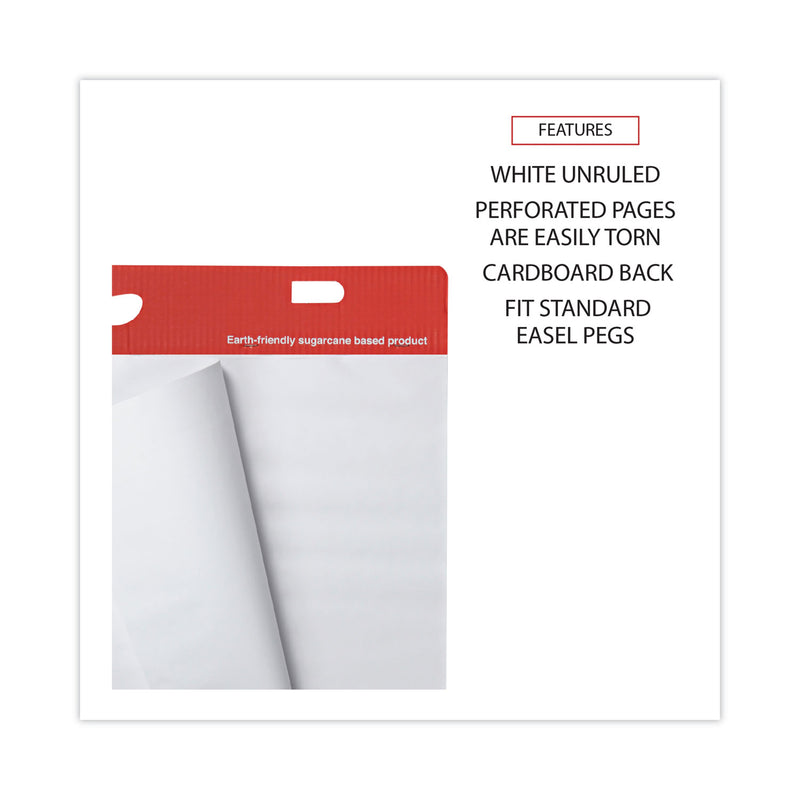 Universal Renewable Resource Sugarcane Based Easel Pads, Unruled, 27 x 34, White, 50 Sheets, 2/Carton