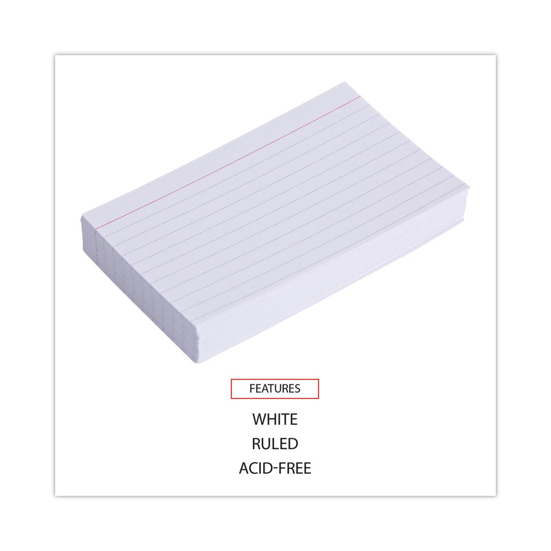 Universal Ruled Index Cards, 3 x 5, White, 100/Pack