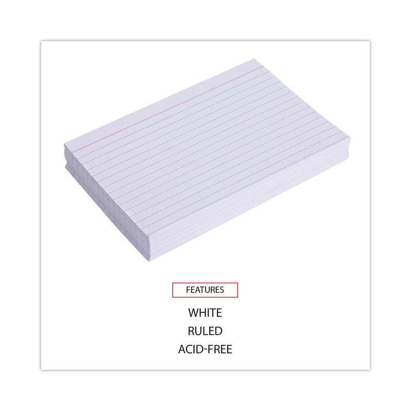 Universal Ruled Index Cards, 4 x 6, White, 100/Pack