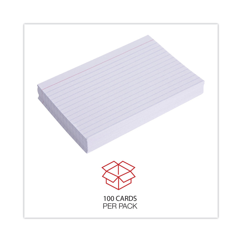 Universal Ruled Index Cards, 4 x 6, White, 100/Pack