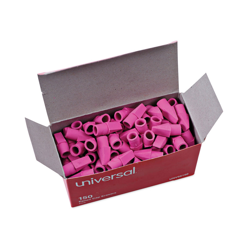 Universal Pencil Cap Erasers, For Pencil Marks, Pink, 150/Pack