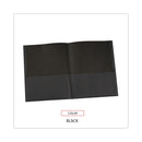 Universal Two-Pocket Portfolio, Embossed Leather Grain Paper, 11 x 8.5, Black, 25/Box