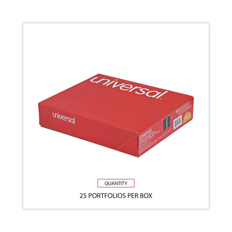 Universal Two-Pocket Portfolios with Tang Fasteners, 0.5" Capacity, 11 x 8.5, Black, 25/Box