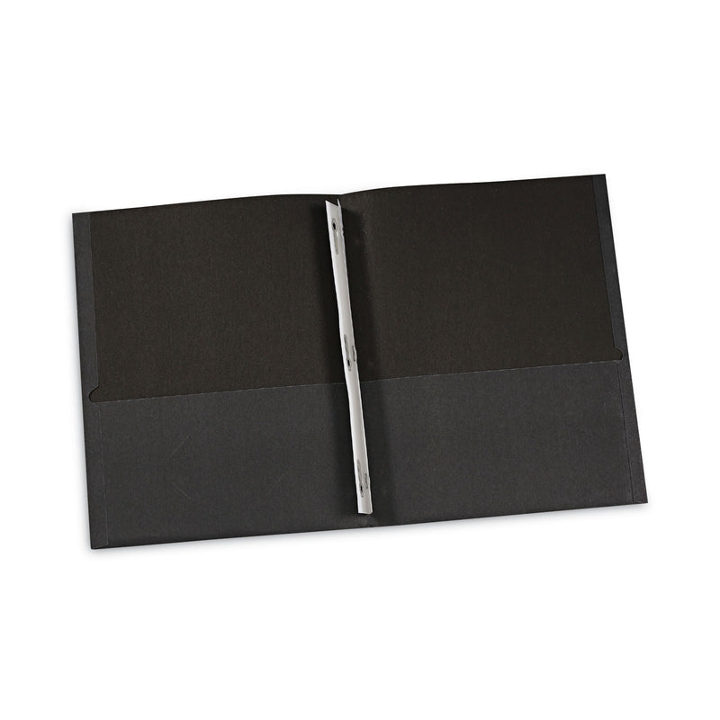 Universal Two-Pocket Portfolios with Tang Fasteners, 0.5" Capacity, 11 x 8.5, Black, 25/Box