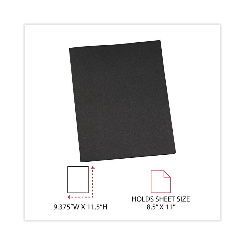 Universal Two-Pocket Portfolios with Tang Fasteners, 0.5" Capacity, 11 x 8.5, Black, 25/Box