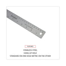Universal Stainless Steel Ruler with Cork Back and Hanging Hole, Standard/Metric, 12" Long