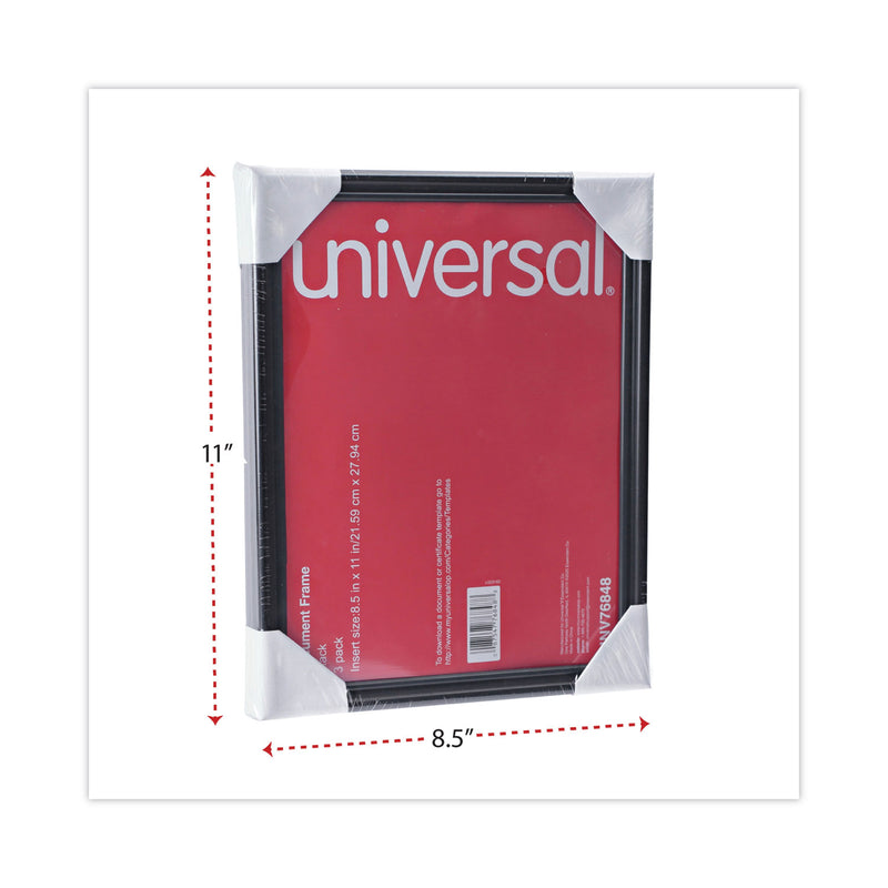 Universal All Purpose Document Frame, 8.5 x 11 Insert, Black, 3/Pack