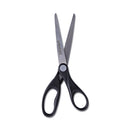 Universal Stainless Steel Office Scissors, Pointed Tip, 7" Long, 3" Cut Length, Black Straight Handle