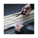 Universal Stainless Steel Office Scissors, Pointed Tip, 7" Long, 3" Cut Length, Black Straight Handle