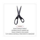 Universal Stainless Steel Office Scissors, 8" Long, 3.75" Cut Length, Black Straight Handle