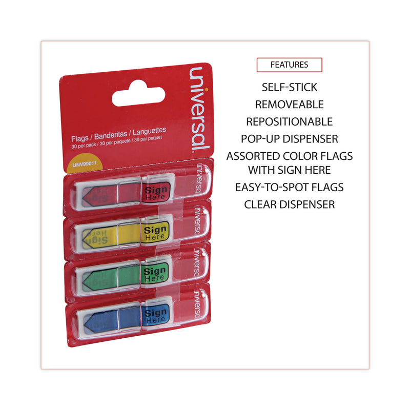 Universal Deluxe Message Arrow Flags, "Sign Here", Assorted Colors, 120/Pack