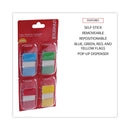 Universal Deluxe Pop-Up Page Flags, 1 x 1.75, Four Assorted Colors, 50 Flags/Dispenser, 4 Dispensers/Pack