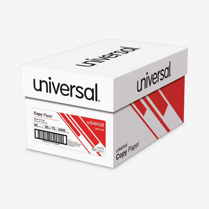 Universal Copy Paper, 92 Bright, 20 lb Bond Weight, 8.5 x 11, White, 500 Sheets/Ream, 10 Reams/Carton