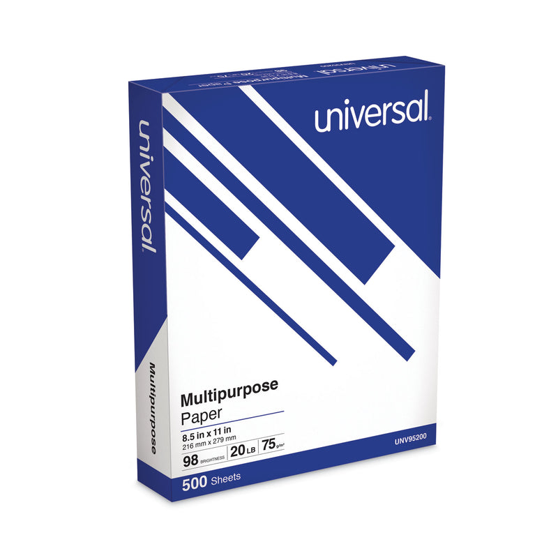 Universal Deluxe Multipurpose Paper, 98 Bright, 20 lb Bond Weight, 8.5 x 11, Bright White, 500 Sheets/Ream, 10 Reams/Carton