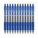 Pilot G2 Premium Gel Pen, Retractable, Fine 0.7 mm, Blue Ink, Smoke Barrel, 12/Pack